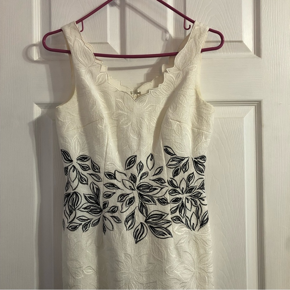 Antonio Melani white embroidered scalloped dress